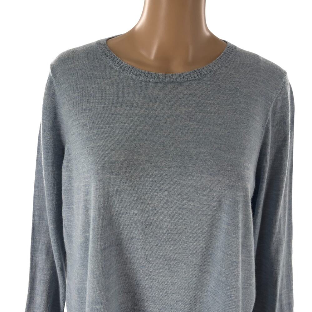 Eileen Fisher Blue Dawn Melange Ultra Fine Merino Wool Knit Top - Picture 3 of 8